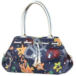 Dooney & Bourke Vintage Y2K Graffiti Paint Splatter Denim Shoulder Bag USA
